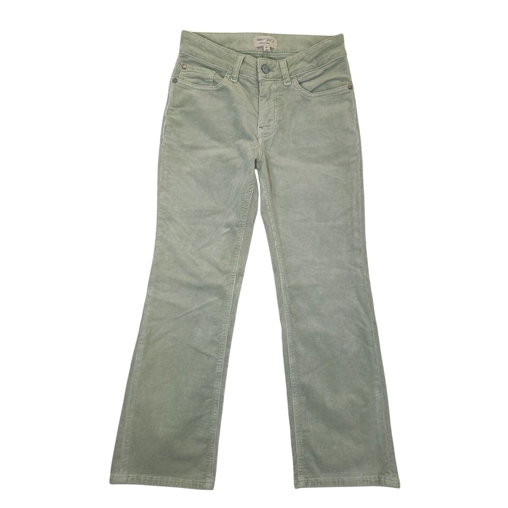 PILCRO The Yaya Mid-Rise Corduroy Crop Flare Jeans Lime Green size 26P